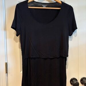 Motherhood Black Short Sleeve Nursing Top with Scoop Neck